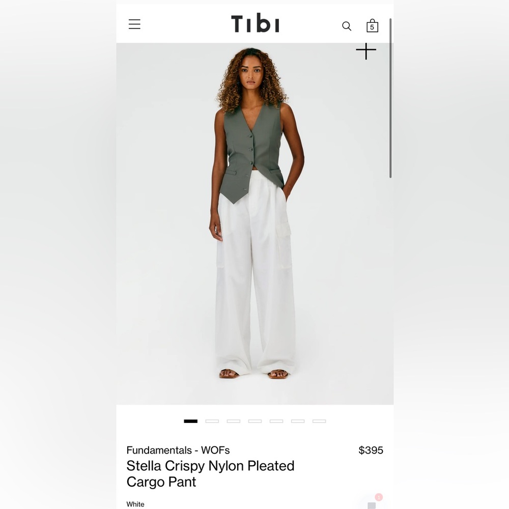 Tibi Stella Crispy Nylon Pleated Cargo Pant White Size 0